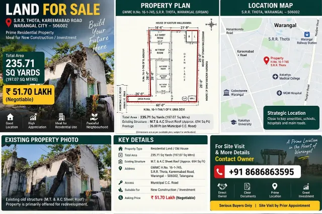 Plot for Sale in S.r.r. Thota, Kareemabad, Warangal